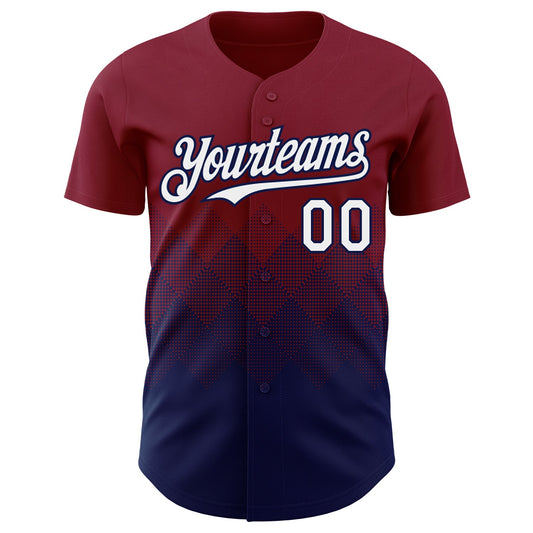 Custom Crimson White-Navy 3D Gradient Square Shape Authentic Baseball Jersey - Sky-Custom