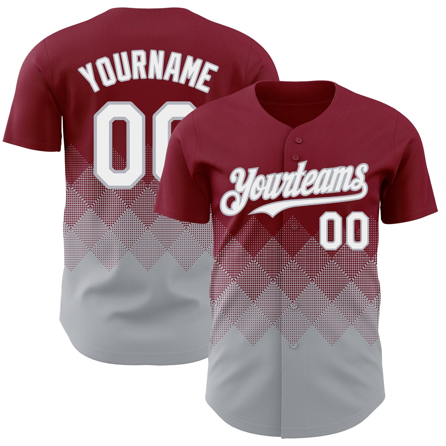 Custom Crimson White-Gray 3D Gradient Square Shape Authentic Baseball Jersey - Sky-Custom