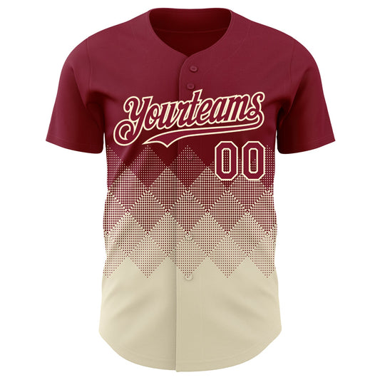 Custom Crimson Cream 3D Gradient Square Shape Authentic Baseball Jersey - Sky-Custom