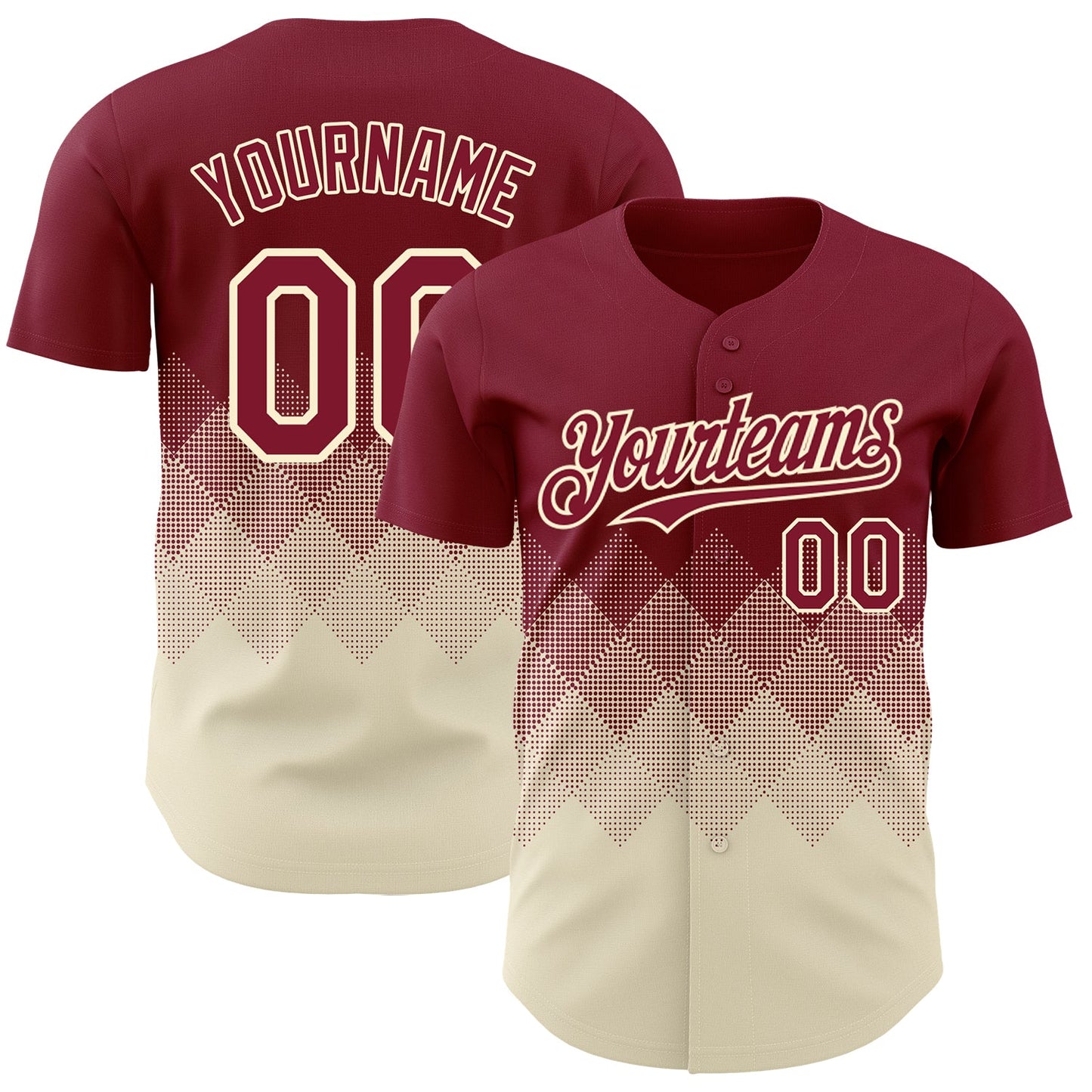 Custom Crimson Cream 3D Gradient Square Shape Authentic Baseball Jersey - Sky-Custom