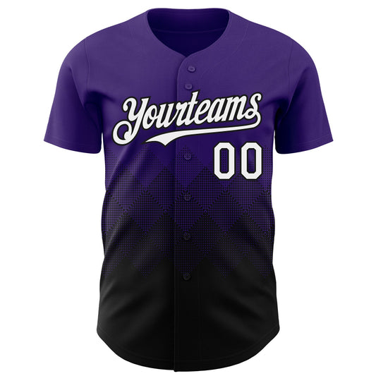 Custom Purple White-Black 3D Gradient Square Shape Authentic Baseball Jersey - Sky-Custom