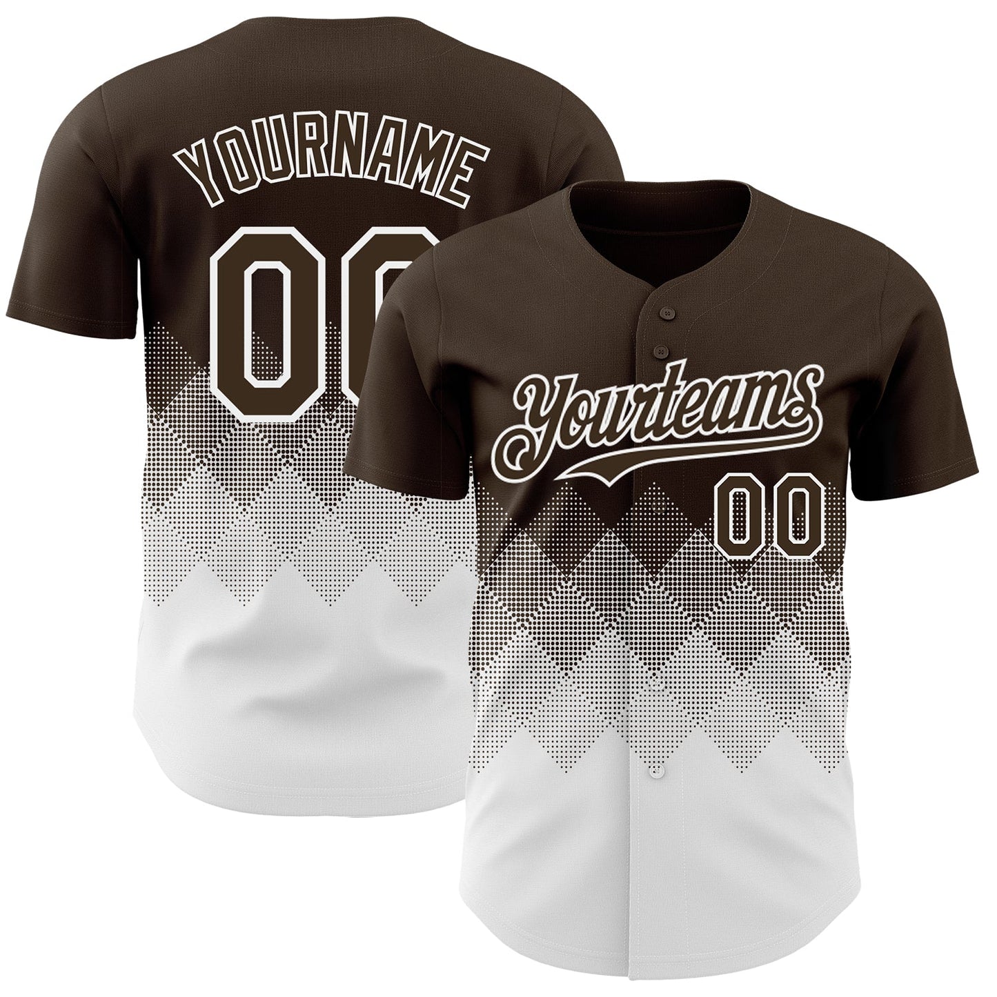 Custom Brown White 3D Gradient Square Shape Authentic Baseball Jersey - Sky-Custom