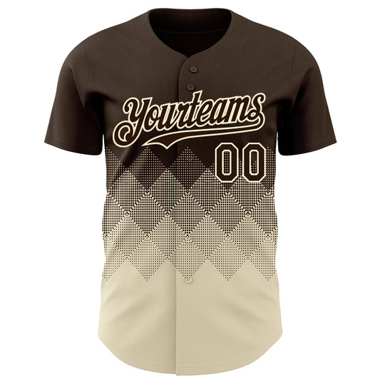 Custom Brown Cream 3D Gradient Square Shape Authentic Baseball Jersey - Sky-Custom