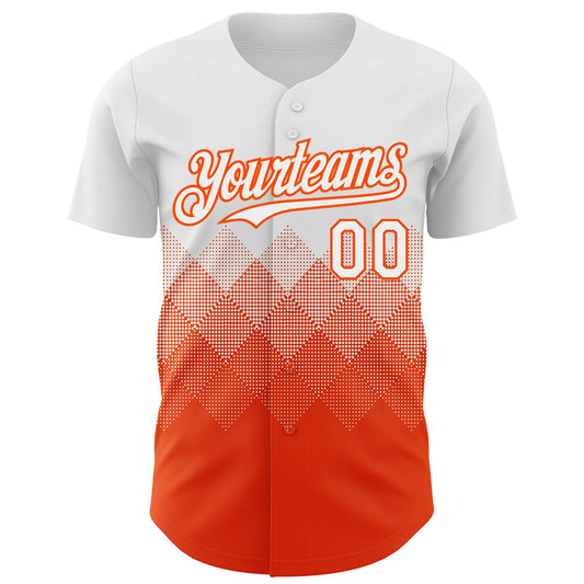 Custom White Orange 3D Gradient Square Shape Authentic Baseball Jersey - Sky-Custom