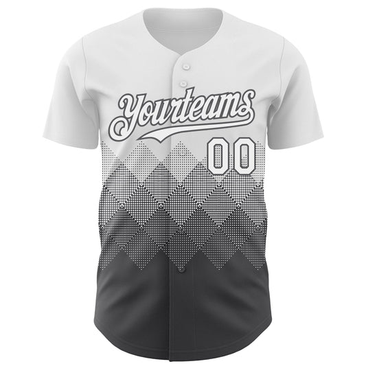 Custom White Steel Gray 3D Gradient Square Shape Authentic Baseball Jersey - Sky-Custom