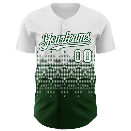 Custom White Green 3D Gradient Square Shape Authentic Baseball Jersey - Sky-Custom