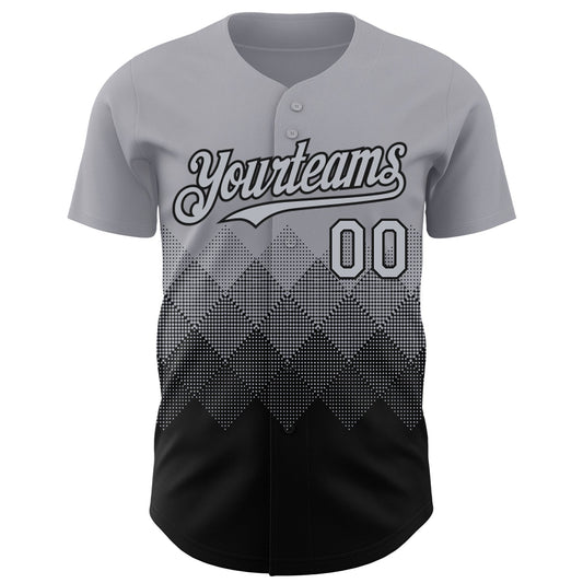 Custom Gray Black 3D Gradient Square Shape Authentic Baseball Jersey - Sky-Custom