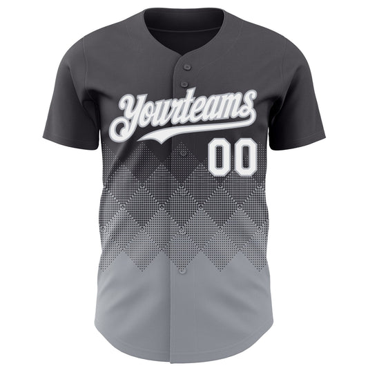 Custom Steel Gray White-Gray 3D Gradient Square Shape Authentic Baseball Jersey - Sky-Custom