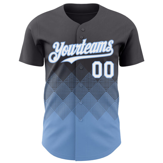 Custom Steel Gray White-Light Blue 3D Gradient Square Shape Authentic Baseball Jersey - Sky-Custom