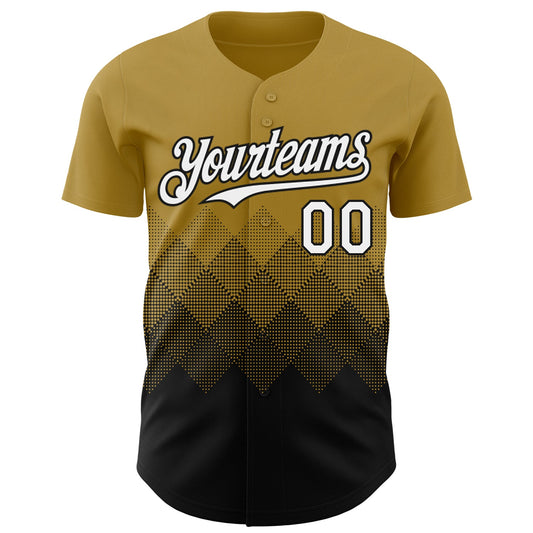 Custom Old Gold White-Black 3D Gradient Square Shape Authentic Baseball Jersey - Sky-Custom