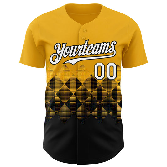 Custom Gold White-Black 3D Gradient Square Shape Authentic Baseball Jersey - Sky-Custom