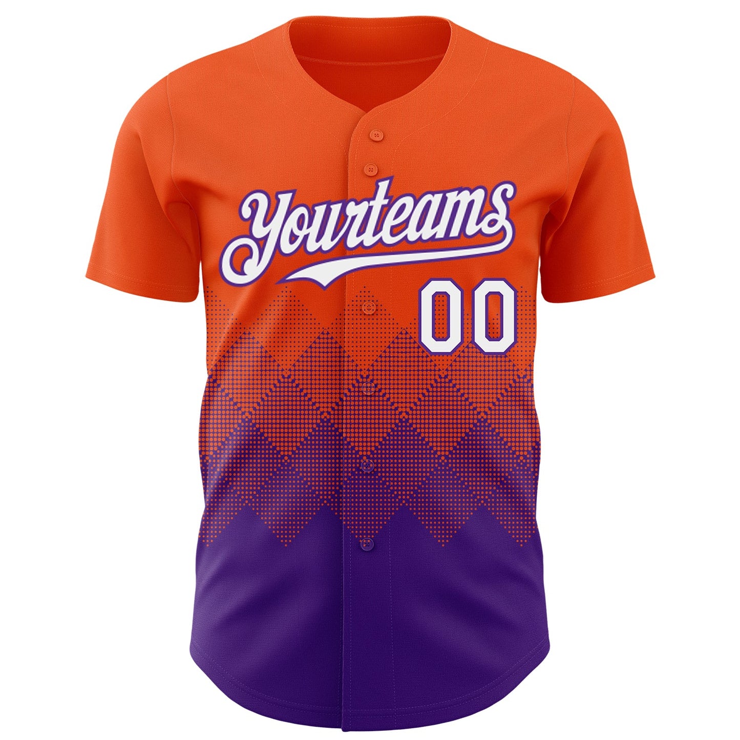 Custom Orange White-Purple 3D Gradient Square Shape Authentic Baseball Jersey - Sky-Custom