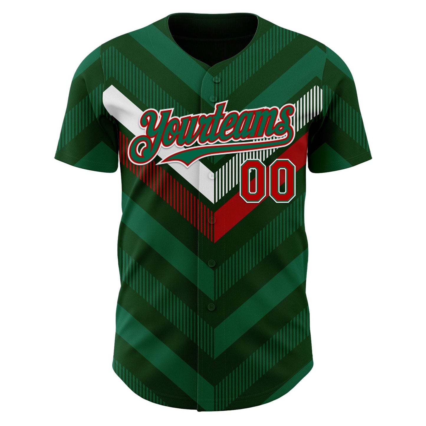 Custom Green Kelly Green Red-White 3D Mexico Authentic Baseball Jersey - Sky-Custom