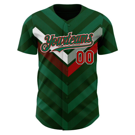 Custom Green Kelly Green Red-White 3D Mexico Authentic Baseball Jersey - Sky-Custom