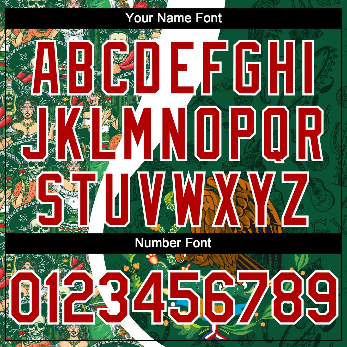 Custom Green Red Kelly Green-White 3D Mexico Authentic Baseball Jersey - Sky-Custom