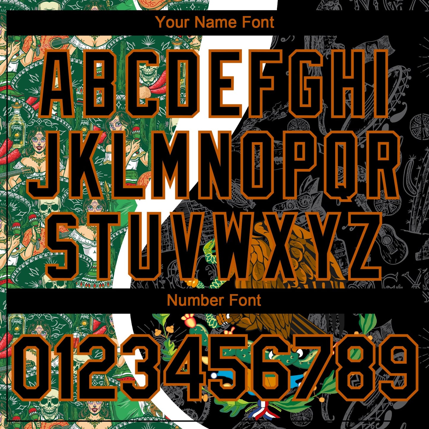 Custom Black Kelly Green Texas Orange-White 3D Mexico Authentic Baseball Jersey - Sky-Custom