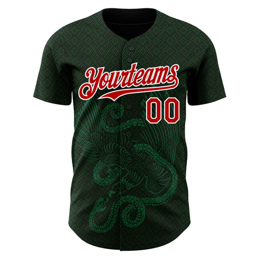 Custom Green Red Kelly Green-White 3D Mexico Authentic Baseball Jersey - Sky-Custom