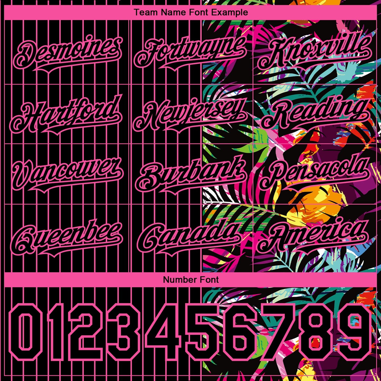 Custom Black Pink 3D Pattern Design Pinstripe Tropical Palm Leaves Authentic Baseball Jersey - Sky-Custom