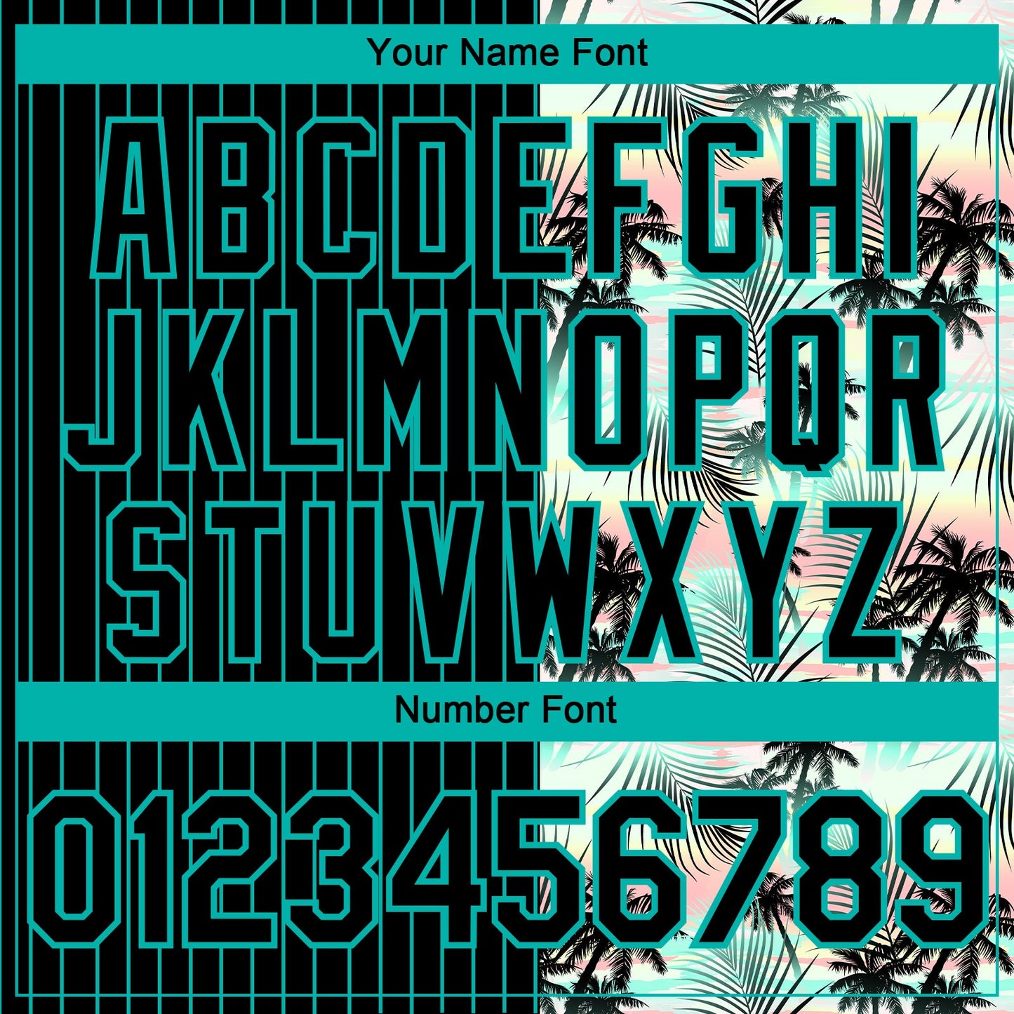 Custom Black Aqua 3D Pattern Design Pinstripe Tropical Palm Leaves Authentic Baseball Jersey - Sky-Custom