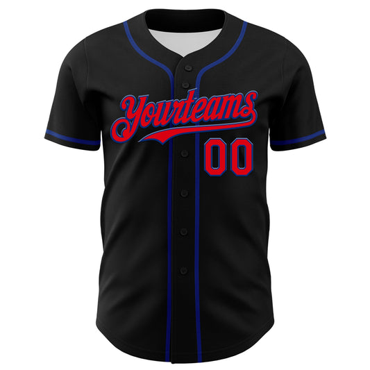 Custom Black Fire Red-Royal 3D Patriotic American Flag And Muscle Car Authentic Baseball Jersey - Sky-Custom