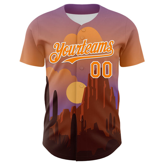 Custom Purple Bay Orange-White 3D Pattern Design Patriotic American Symbol Desert Authentic Baseball Jersey - Sky-Custom