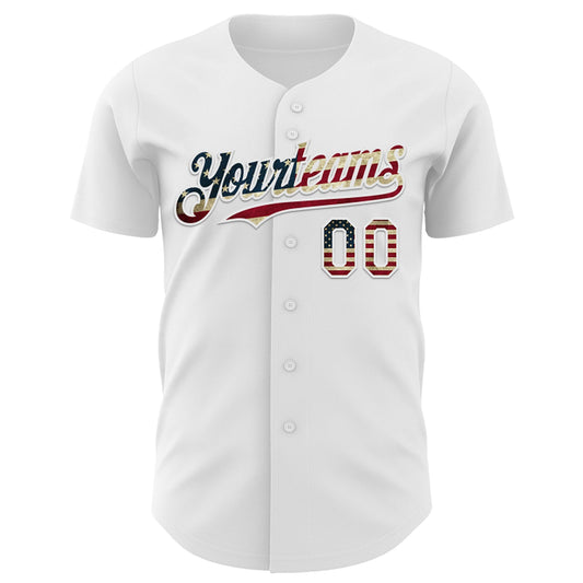 Custom White Vintage USA Flag-Royal 3D Patriotic Statue of Liberty Authentic Baseball Jersey - Sky-Custom