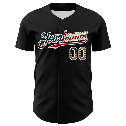 Custom Black Vintage USA Flag-White 3D Patriotic American Symbol Authentic Baseball Jersey - Sky-Custom