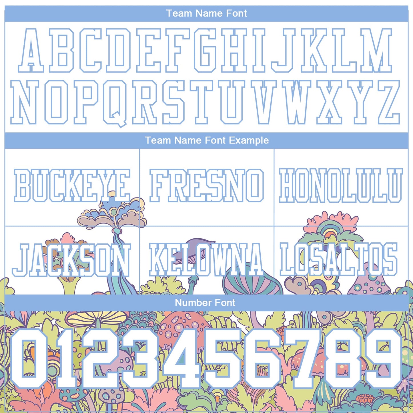 Custom White Light Blue 3D Pattern Colorful Flowers And Mushrooms Psychedelic Hallucination Mesh Authentic Football Jersey - Sky-Custom