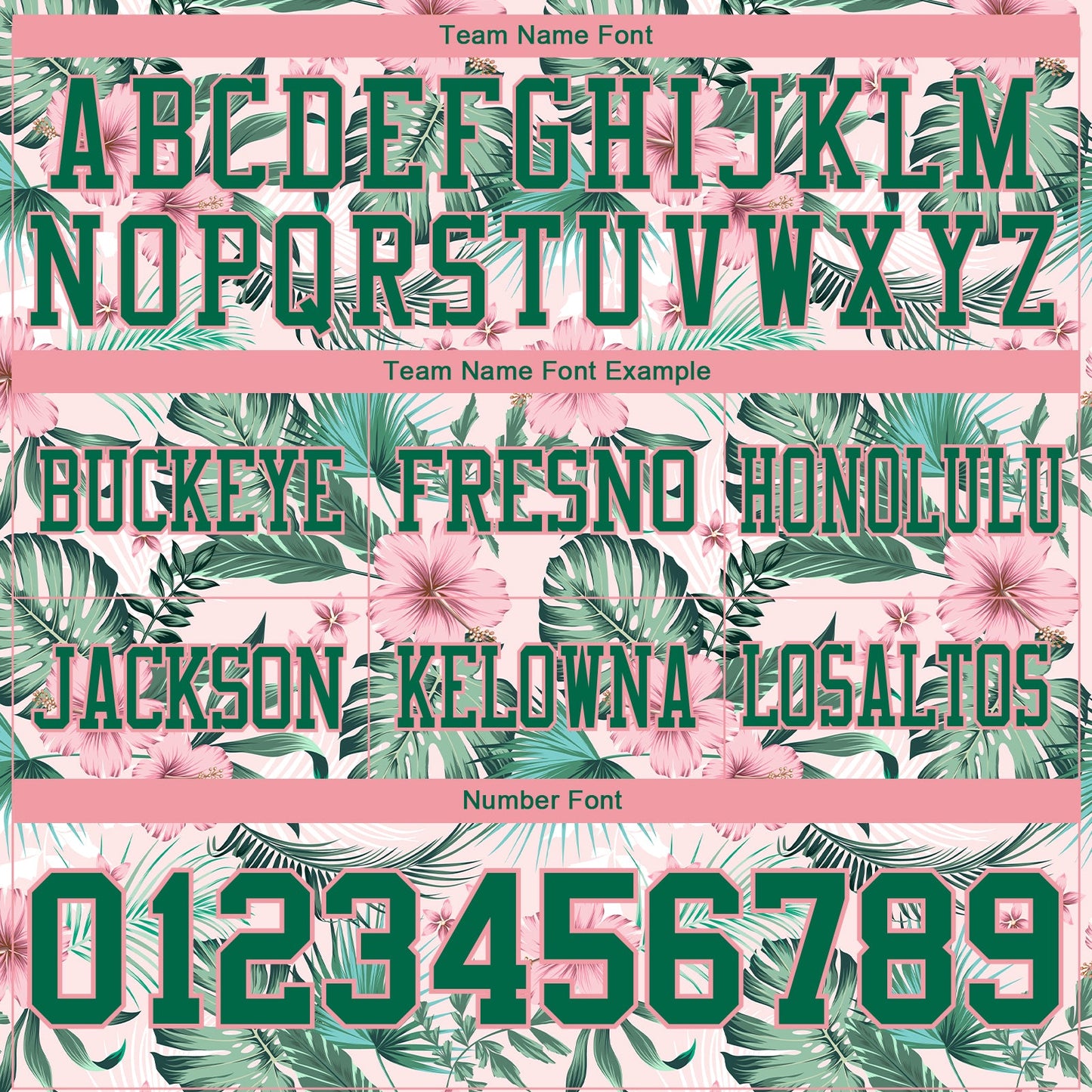 Custom Medium Pink Kelly Green 3D Pattern Hawaii Palm Leaves And Flowers Mesh Authentic Football Jersey - Sky-Custom