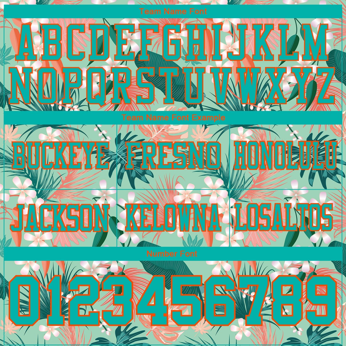 Custom Teal Orange 3D Pattern Hawaii Palm Leaves And Flowers Mesh Authentic Football Jersey - Sky-Custom