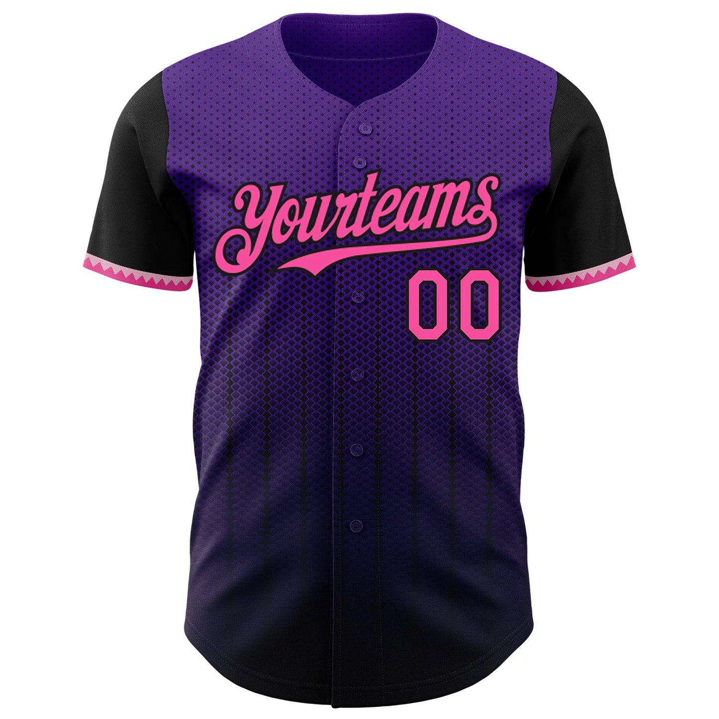Custom Purple Pink-Black 3D Pattern Design Gradient Geometric Shape Authentic Baseball Jersey - Sky-Custom