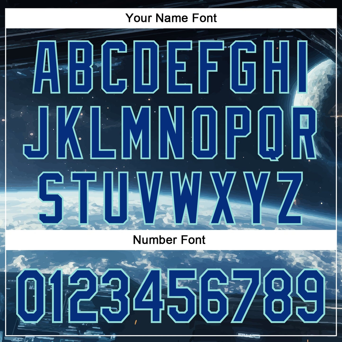 Custom Black Royal-Ice Blue 3D Pattern Design Outer Space Starships Authentic Baseball Jersey - Sky-Custom