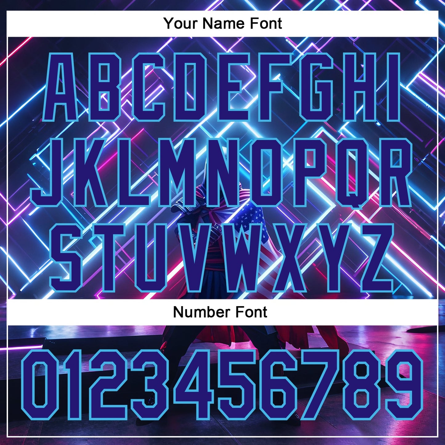 Custom Blue Dark Purple-Sky Blue 3D Pattern Design Outer Space Light Swords American Flag Authentic Baseball Jersey - Sky-Custom