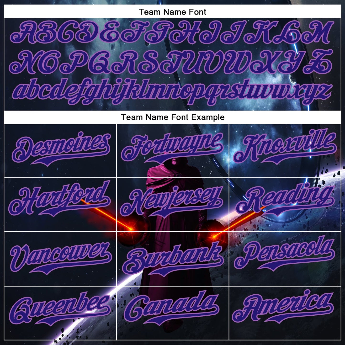Custom Black Dark Purple-Medium Purple 3D Pattern Design Outer Space Light Swords Authentic Baseball Jersey - Sky-Custom