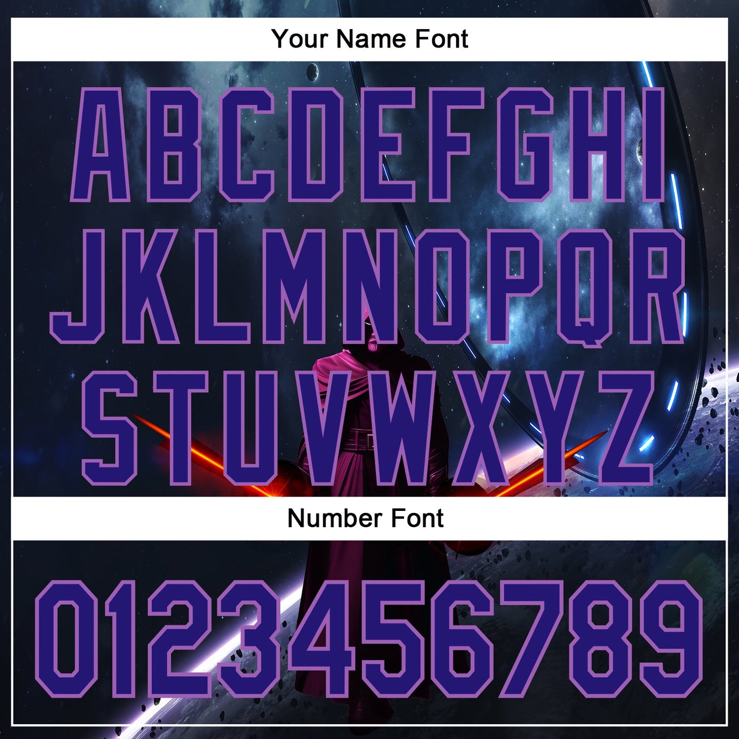Custom Black Dark Purple-Medium Purple 3D Pattern Design Outer Space Light Swords Authentic Baseball Jersey - Sky-Custom
