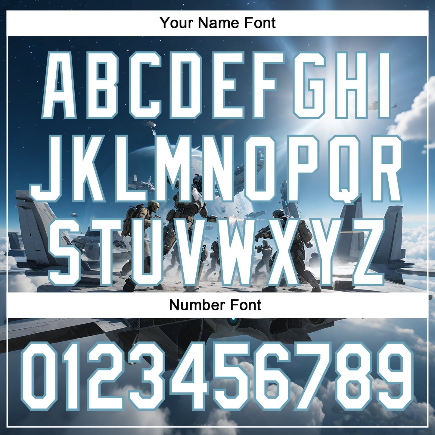 Custom Blue White-Shadow Blue 3D Pattern Design Outer Space Light Swords Authentic Baseball Jersey - Sky-Custom