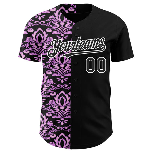 Custom Black Purple-White 3D Polynesian Style Islander Authentic Baseball Jersey - Sky-Custom