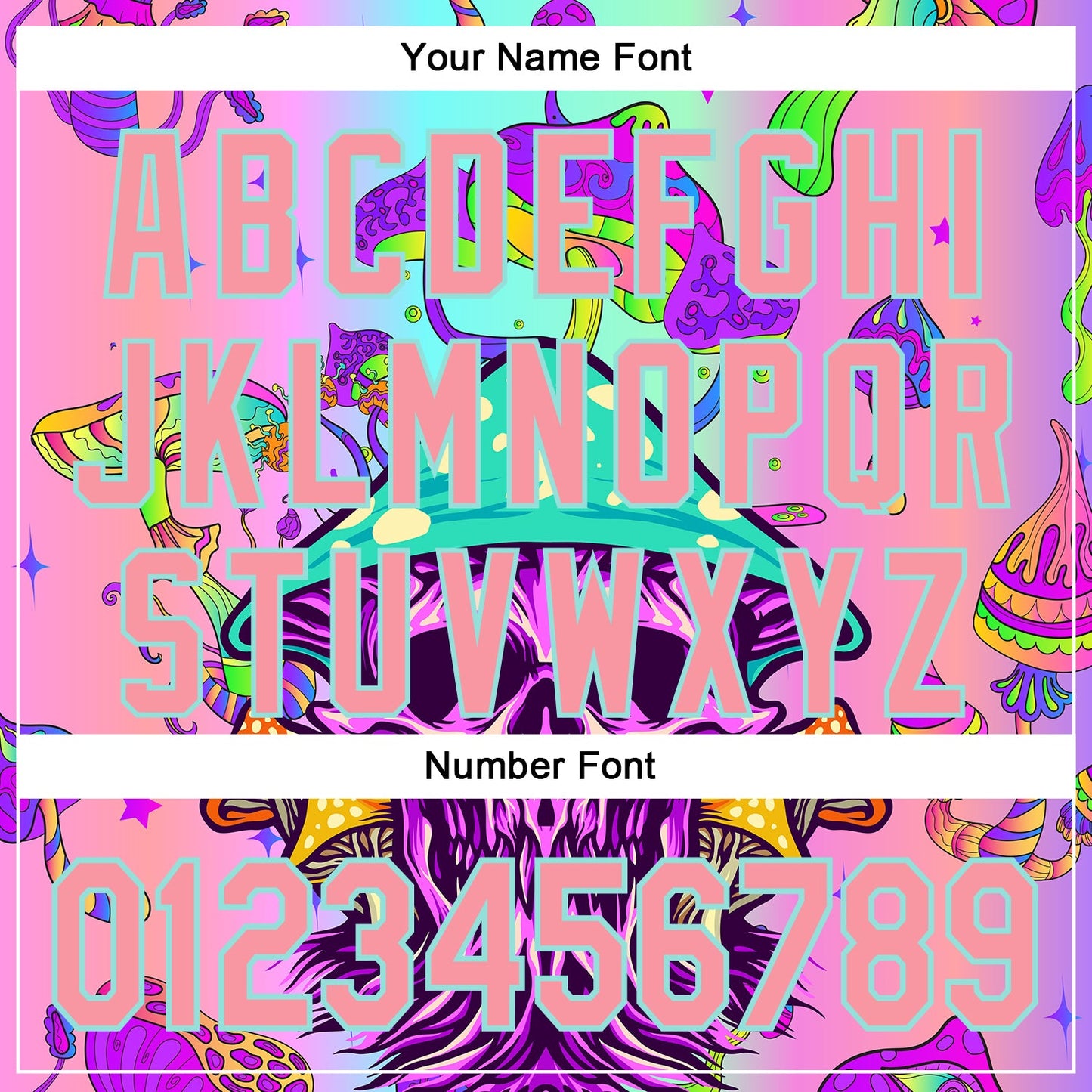Custom Purple Medium Pink-Ice Blue 3D Pattern Design Trippy Magic Mushrooms Skull Authentic Baseball Jersey - Sky-Custom