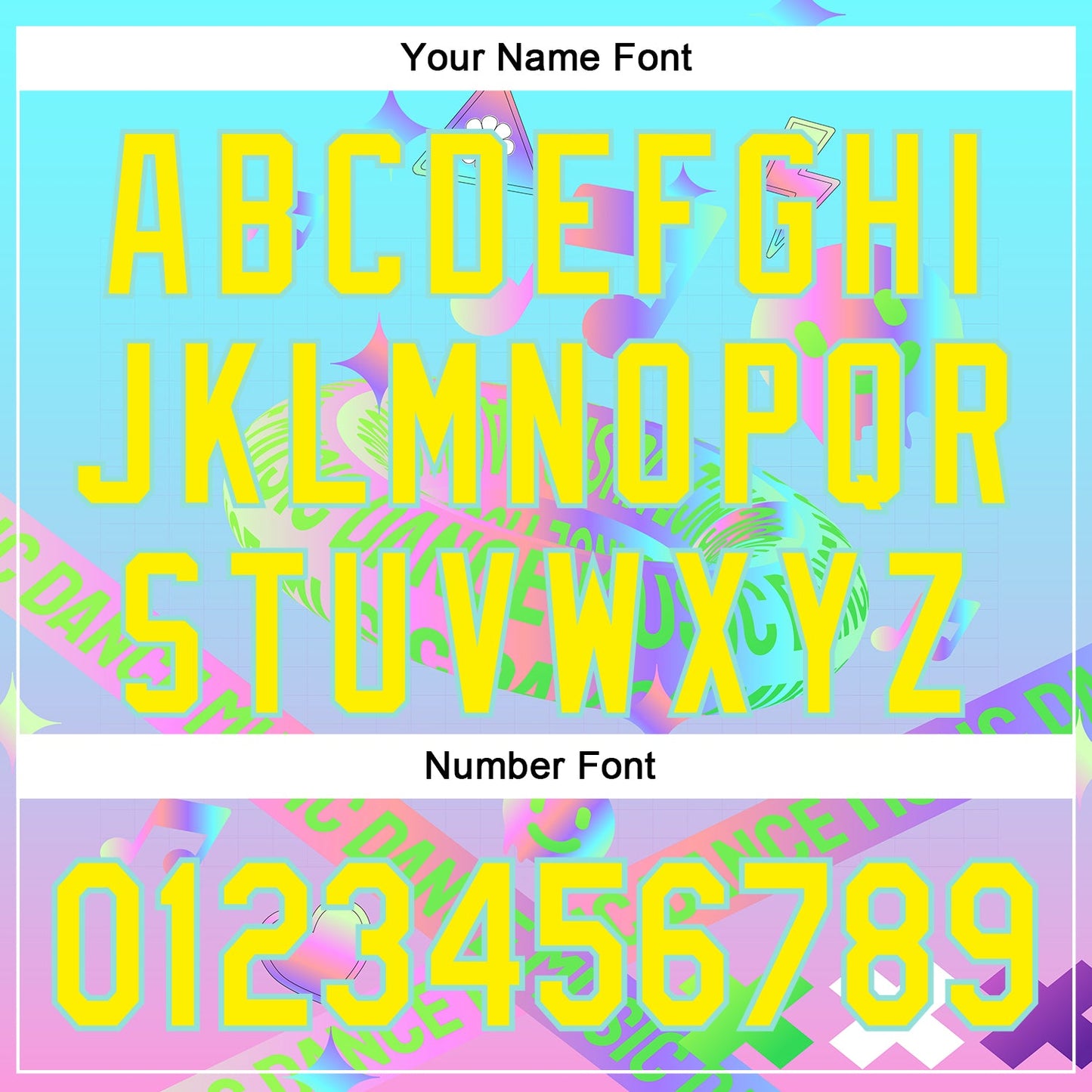 Custom Blue Light Yellow-Ice Blue 3D Pattern Design Trippy Dance Music Acid Authentic Baseball Jersey - Sky-Custom