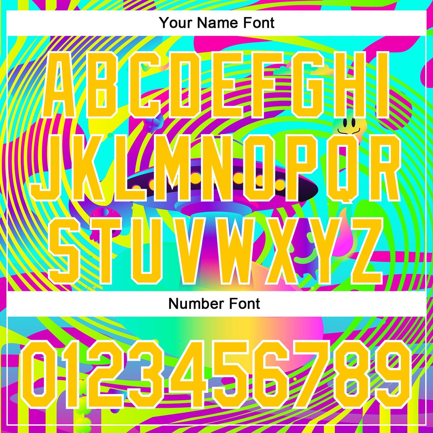 Custom Green Yellow-White 3D Pattern Design Trippy Acid UFO Authentic Baseball Jersey - Sky-Custom