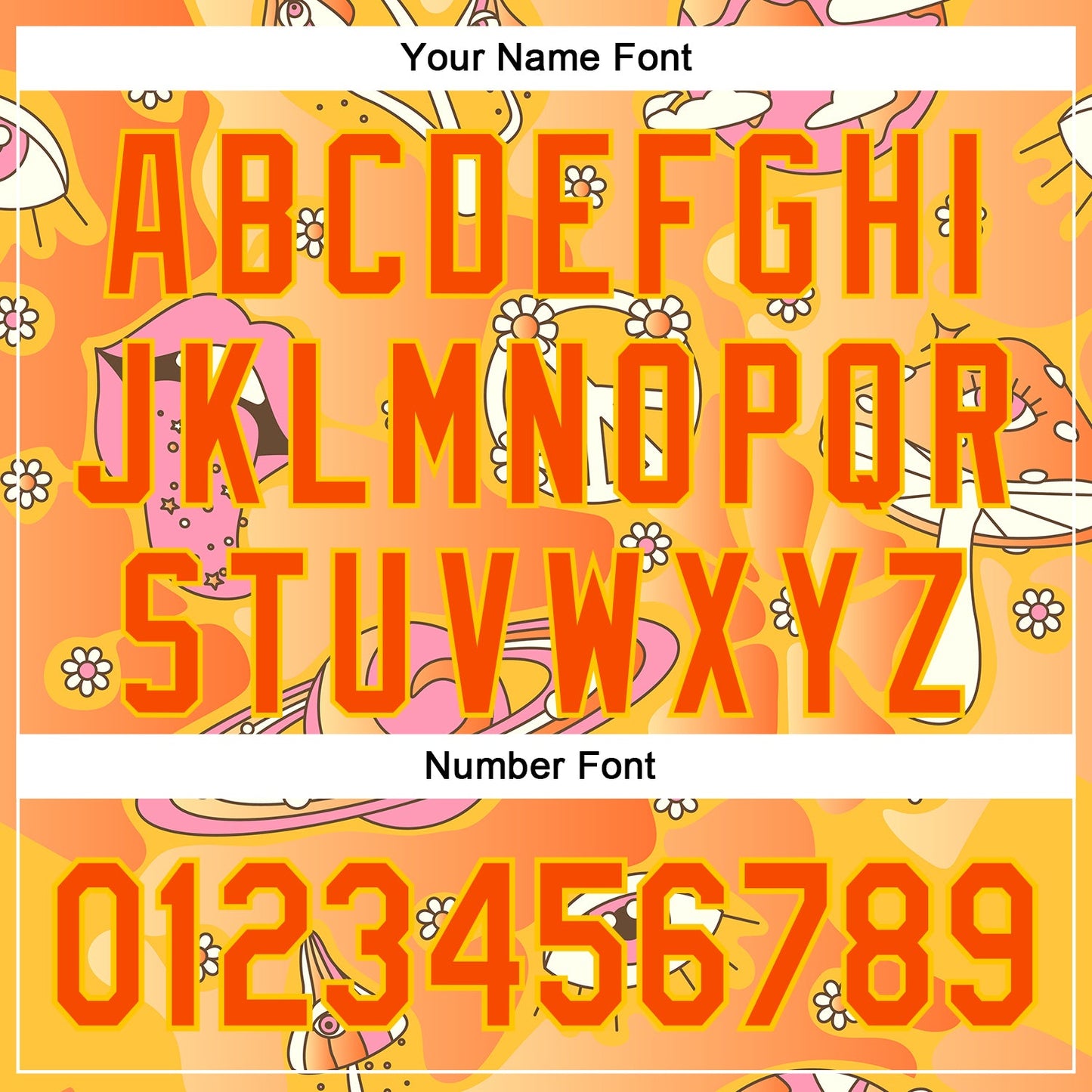 Custom Gold Orange-Yellow 3D Pattern Design Trippy Magic Mushrooms Groove Authentic Baseball Jersey - Sky-Custom