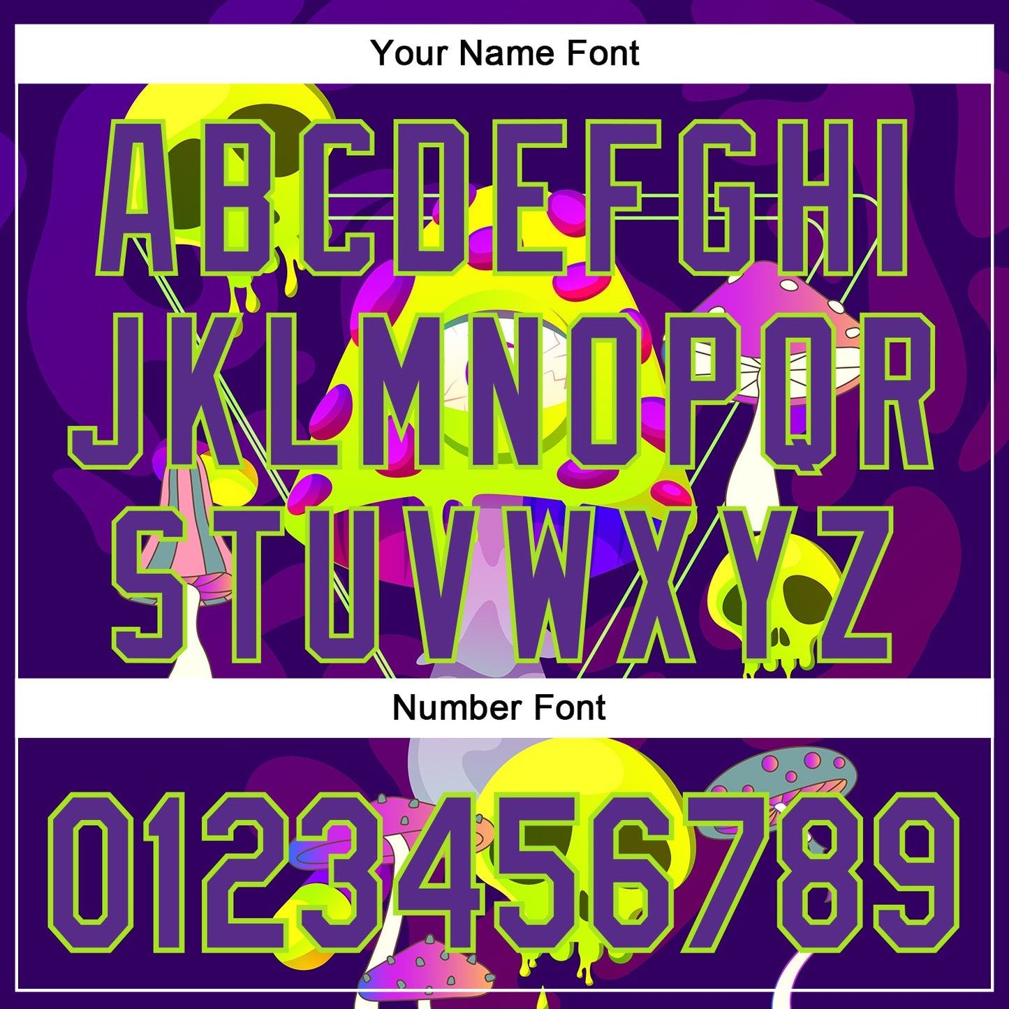 Custom Black Purple-Neon Green 3D Pattern Design Trippy Magic Mushrooms Skull Authentic Baseball Jersey - Sky-Custom
