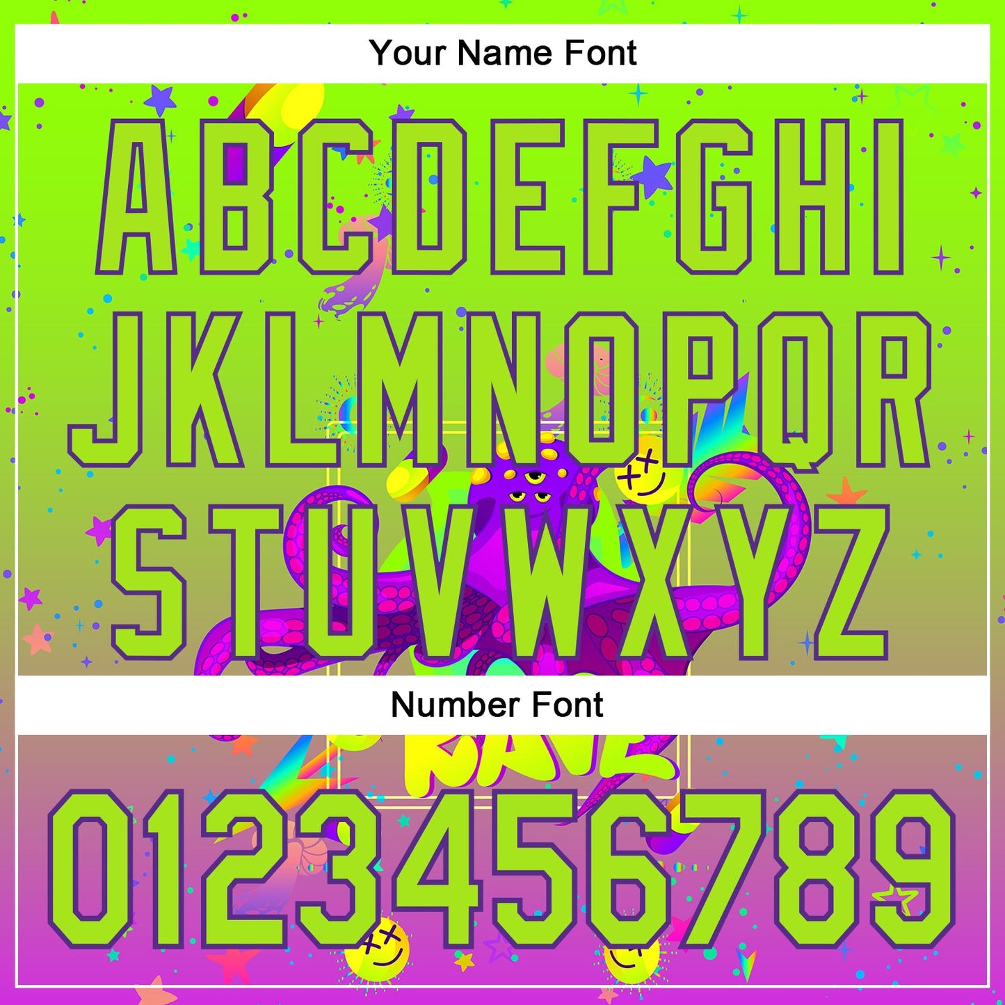 Custom Green Neon Green-Purple 3D Pattern Design Trippy Psychedelic Octopus Authentic Baseball Jersey - Sky-Custom