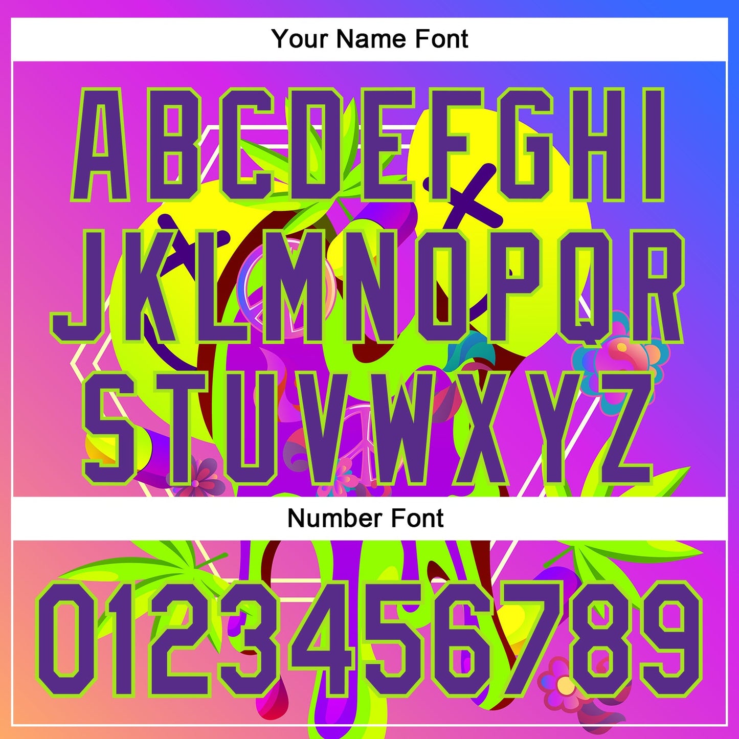 Custom Purple Neon Green 3D Pattern Design Trippy Psychedelic Peace Sign Authentic Baseball Jersey - Sky-Custom