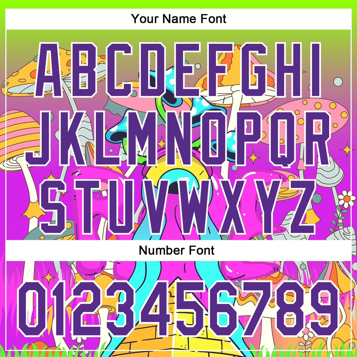 Custom Green Purple-White 3D Pattern Design Trippy Magic Mushrooms Acid Authentic Baseball Jersey - Sky-Custom