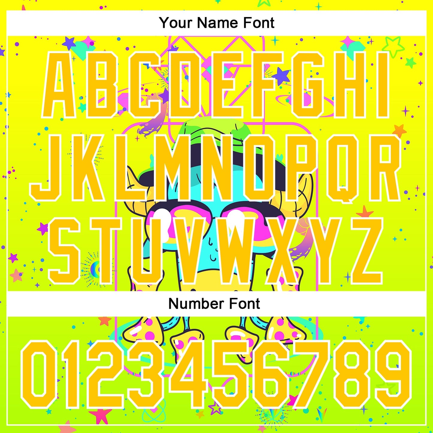 Custom Gold Yellow Green-White 3D Pattern Design Trippy Psychedelic Magic Mushrooms Authentic Baseball Jersey - Sky-Custom