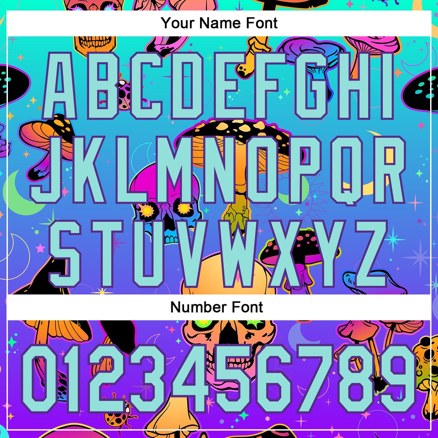 Custom Blue Ice Blue-Purple 3D Pattern Design Trippy Magic Mushrooms Skull Authentic Baseball Jersey - Sky-Custom