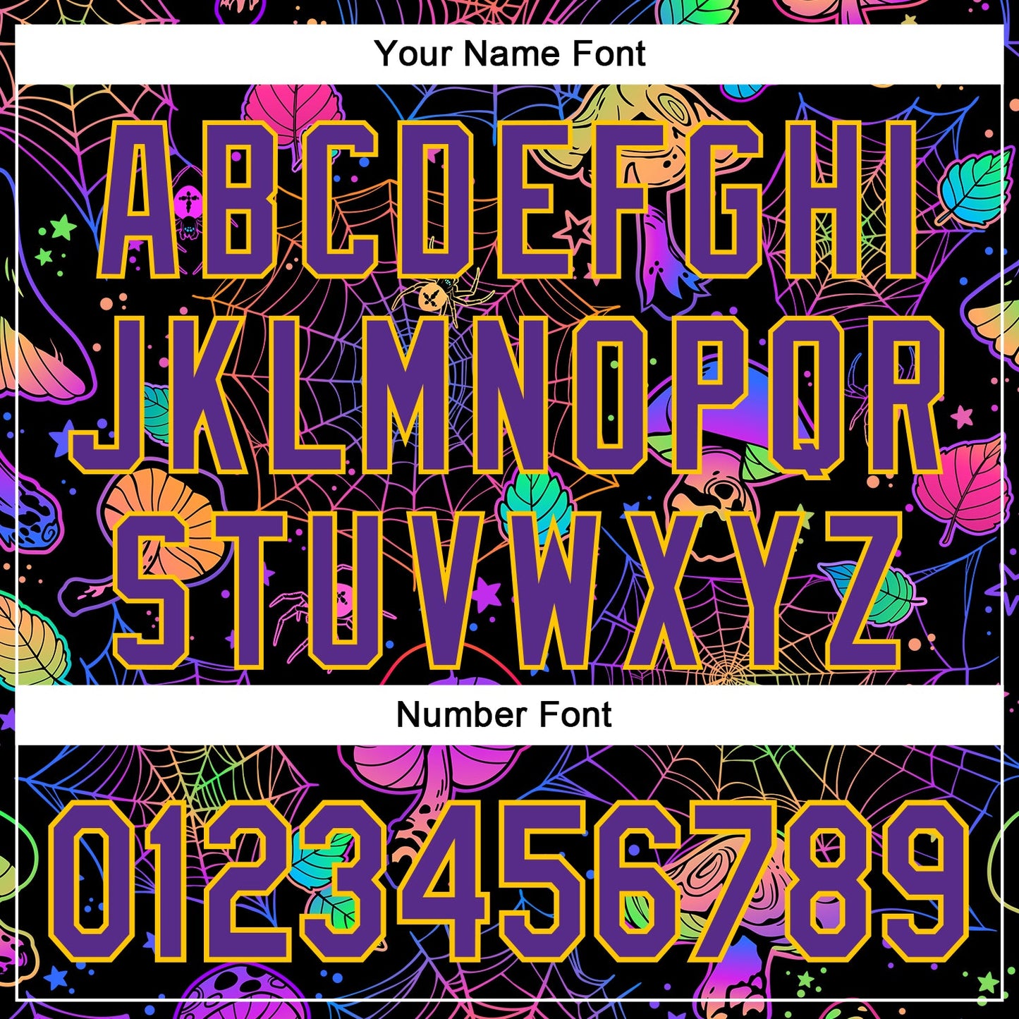 Custom Black Purple-Yellow 3D Pattern Design Trippy Magic Mushrooms Spider Web Authentic Baseball Jersey - Sky-Custom