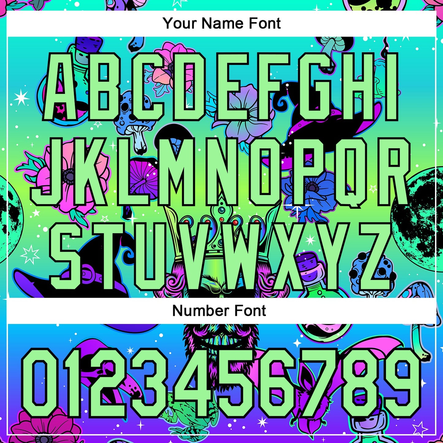 Custom Blue Pea Green-Black 3D Pattern Design Trippy Magic Mushrooms Skull Authentic Baseball Jersey - Sky-Custom