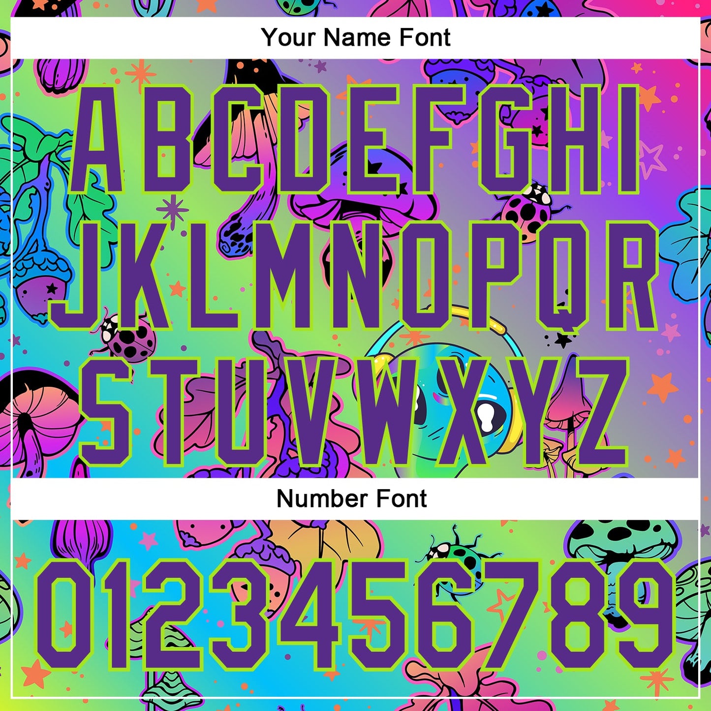 Custom Purple Neon Green 3D Pattern Design Trippy Magic Mushrooms Alien Authentic Baseball Jersey - Sky-Custom